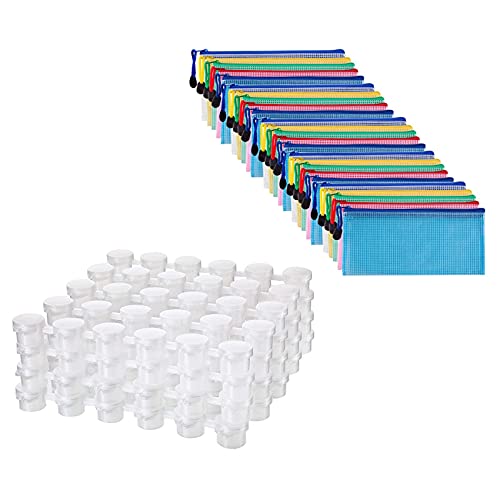 Epodmalx Kleine Dokumenten-Aufbewahrungstasche mit Reißverschluss, mit 24 Streifen, 2 ml, leere Farbstreifen, Farbbecher, 30 Stück von Epodmalx