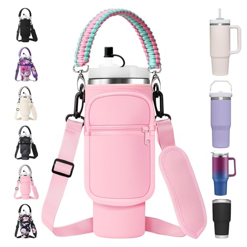 Epzia Stanley Cup Zubehör Tasche mit Paracord-Griff für 40/30 oz Isolierbecher, Neoprenhülle mit 2 Taschen & verstellbarem Schultergurt – Stanley Quencher Accessories Epzia Stanley Cup Zubehör Tasche mit Paracord-Griff für 40/30 oz Isolierbecher, Neoprenhülle mit 2 Taschen & verstellbarem Schultergurt – Stanley Quencher Accessories von Epzia