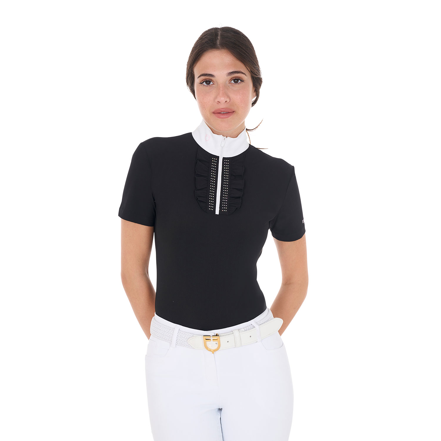 Equestro Slim Fit kurzarm Turniershirt mit Strass Damen Equestro Slim Fit kurzarm Turniershirt mit Strass Damen von Equestro