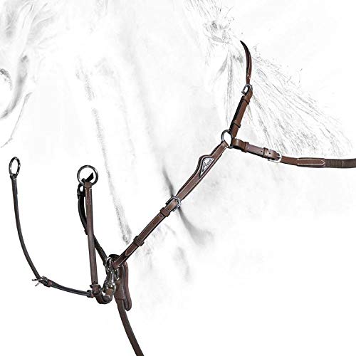 Equiline Vorderzeug Breastplate with Double Regulation Leder, braun, mit silbernem Emblem, Größe Pferd:Full von Equiline