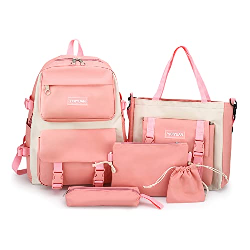 Ergocar Wasserdichtes Modisch Schultaschen-Sets 5 in 1 mit Handtasche, Federmäppchen, Münztasche, Schulrucksack für Kinder, Teenagers Schulranzen, Rucksack für Mädchen & Jungen, Rosa Ergocar Wasserdichtes Modisch Schultaschen-Sets 5 in 1 mit Handtasche, Federmäppchen, Münztasche, Schulrucksack für Kinder, Teenagers Schulranzen, Rucksack für Mädchen & Jungen, Rosa von Ergocar