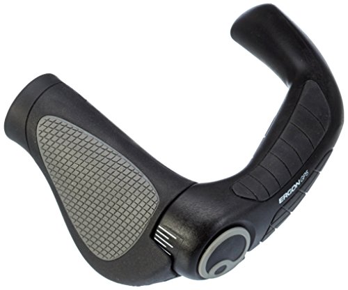 Ergon – GP5 Fahrradgriff | Ergonomisch mit extra-langem Bar-End | Trekking, Touring | Gripshift | Small | Schwarz/Grau von Ergon