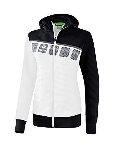 ERIMA Damen 5-C Trainingsjacke mit Kapuze, weiß/schwarz/dunkelgrau, 34, 1031912 von Erima