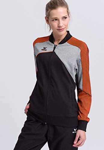 ERIMA Damen Jacke Premium One 2.0 Präsentationsjacke, schwarz/grau melange/neon orange, 44, 1011815 von Erima