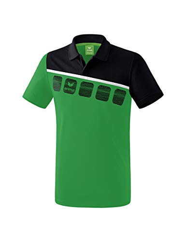 Erima Kinder 5-C Poloshirt, smaragd/schwarz/weiß, 152 von Erima