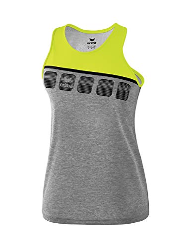 Erima Mädchen 5-C Tanktop, grau melange/lime pop/schwarz, 152 von Erima