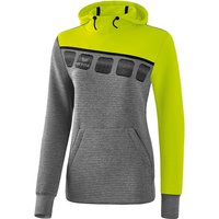 erima 5-C Hoodie Damen grey melange/lime pop/black 34 von erima