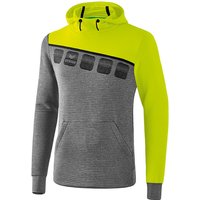 erima 5-C Hoodie grey melange/lime pop/black XXL von erima