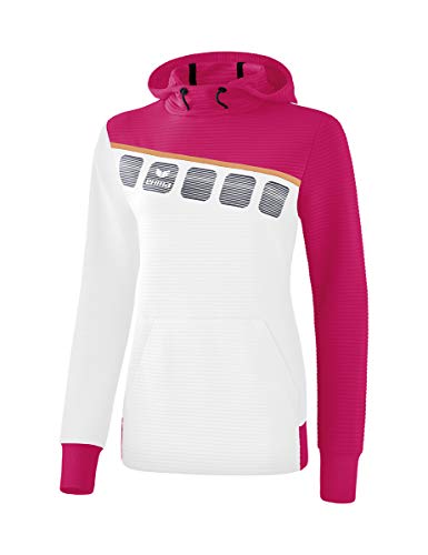 Erima Damen 5-C Kapuzensweat, weiß/love rose/peach, 38 von Erima