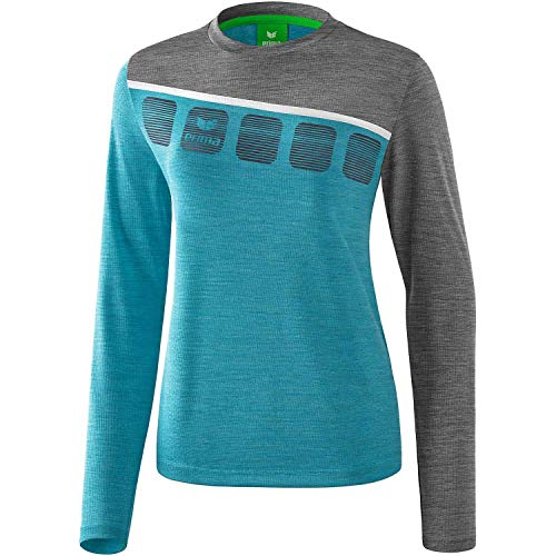 Erima Damen 5-C Longsleeve, oriental blue melange/grau melange/weiß, 42 Erima Damen 5-C Longsleeve, oriental blue melange/grau melange/weiß, 42 von Erima