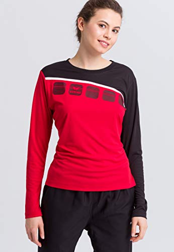 Erima Damen 5-C Longsleeve, rot/schwarz/weiß, 46 von Erima