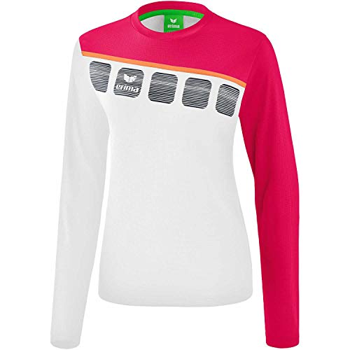 Erima Damen 5-C Longsleeve, weiß/love rose/peach, 38 von Erima