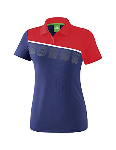 Erima Damen 5-C Poloshirt, new navy/rot/weiß, 34 von Erima