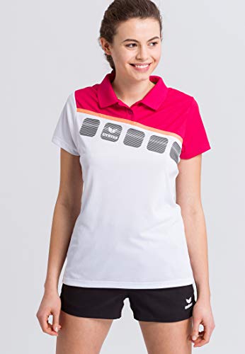 Erima Damen 5-C Poloshirt, weiß/love rose/peach, 46 von Erima