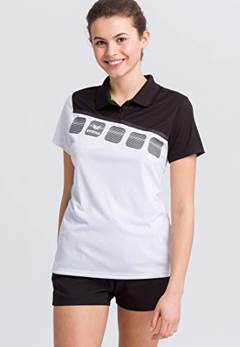 Erima Damen 5-C Poloshirt, weiß/schwarz/dunkelgrau, 34 von Erima