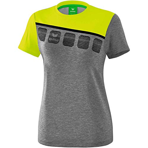 Erima Damen 5-C T-Shirt, grau melange/lime pop/schwarz, 34 Erima Damen 5-C T-Shirt, grau melange/lime pop/schwarz, 34 von Erima