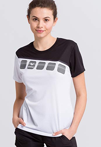 Erima Damen 5-C T-Shirt, weiß/schwarz/dunkelgrau, 38 von Erima