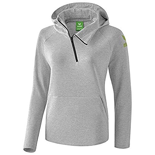 ERIMA Damen Sweatshirt Essential Kapuzensweat, hellgrau melange/twist of lime, 40, 2071828 von Erima