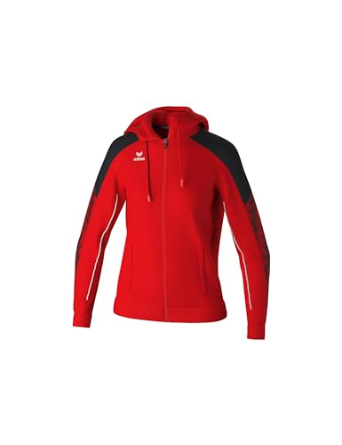 Erima Damen EVO STAR Trainingsjacke mit Kapuze (1032432), rot/schwarz, 44 von Erima