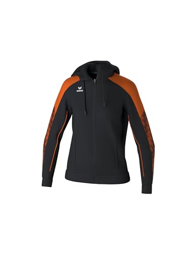 Erima Damen EVO STAR Trainingsjacke mit Kapuze (1032441), schwarz/orange, 34 von Erima