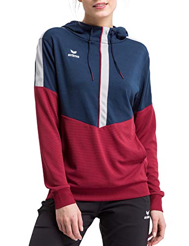 Erima Damen Squad Kapuzensweat, New Navy/Bordeaux/Silver Grey, 34 von Erima