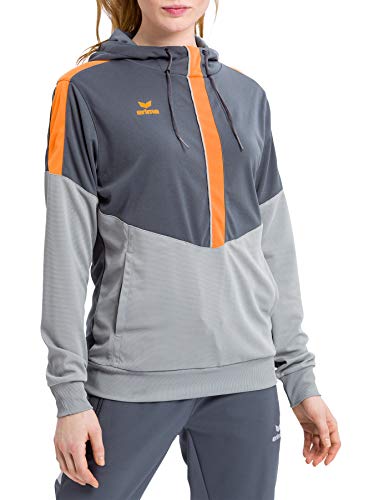 Erima Damen Squad Kapuzensweat, Slate Grey/Monument Grey/New Orange, 38 von Erima