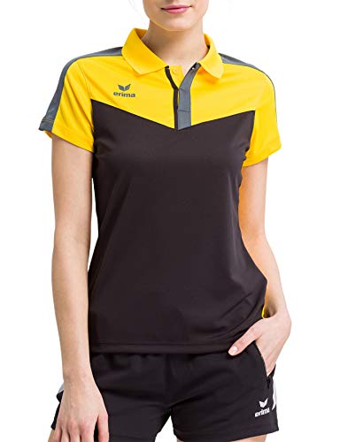 Erima Damen Squad Sport Poloshirt, Gelb/Schwarz/Slate Grey, 44 von Erima