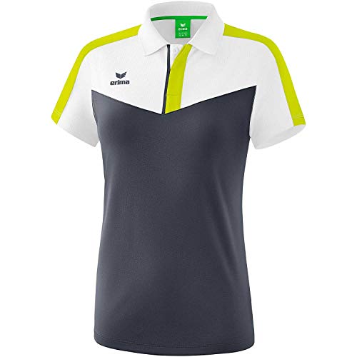 Erima Damen Squad Sport Poloshirt, Weiß/Slate Grey/Bio Lime, 40 von Erima