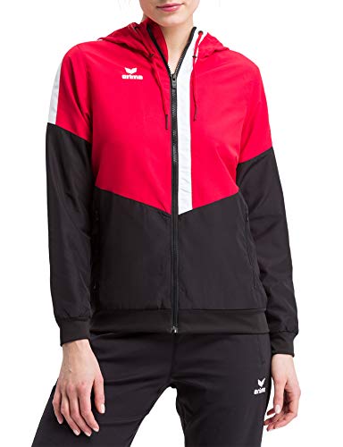 Erima Damen Squad Tracktop Trainingsjacke, Rot/Schwarz/Weiß, 34 von Erima