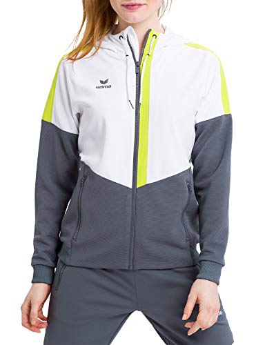 Erima Damen Squad Trainings Jacke, weiß/Slate Grey/Bio Lime, 34 von Erima