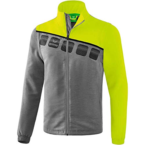 Erima Unisex 5-C Jacke mit abnehmbaren Ärmeln, grau melange/lime pop/schwarz, XXXXL von Erima