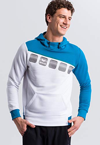 Erima Herren 5-C Kapuzensweat, weiß/oriental blue/colonial blue, XXL von Erima