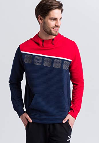 Erima Herren 5-C Kapuzensweat, new navy/rot/weiß, XL von Erima