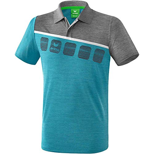 Erima Herren 5-C Poloshirt, oriental blue melange/grau melange/weiß, M Erima Herren 5-C Poloshirt, oriental blue melange/grau melange/weiß, M von Erima