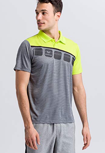 Erima Herren 5-C Poloshirt, grau melange/lime pop/schwarz, L von Erima