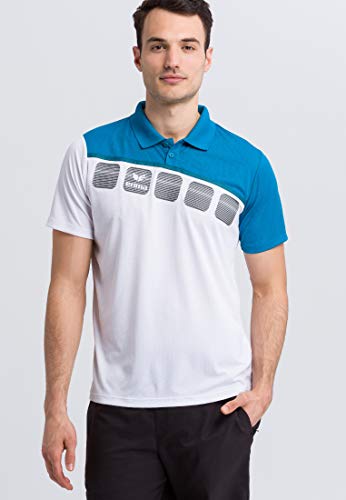 Erima Herren 5-C Poloshirt, weiß/oriental blue/colonial blue, M von Erima