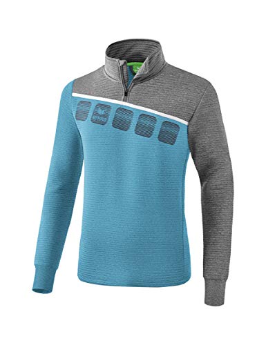 Erima Unisex 5-C Trainingstop, oriental blue melange/grau melange/weiß, M von Erima