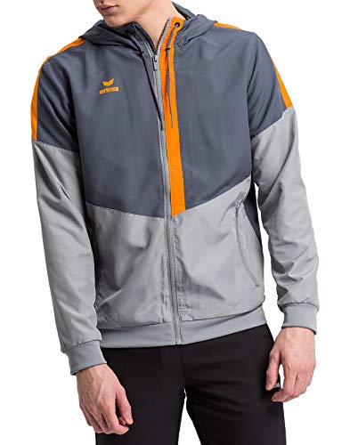 Erima Herren Squad Tracktop Trainingsjacke, Slate Grey/Monument Grey/New orange, M von Erima