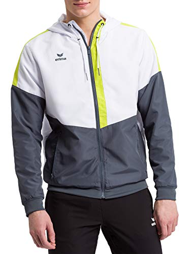 Erima Herren Squad Tracktop Trainingsjacke, Weiß/Slate Grey/Bio Lime, L von Erima