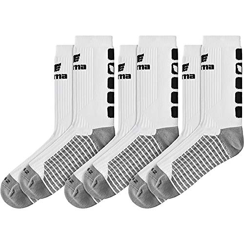 Erima Unisex Kinder Pakke med 3 klassisk 5-c Socken, Weiß/Schwarz, 31-34 EU von Erima