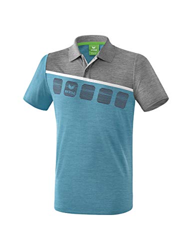 Erima Kinder 5-C Poloshirt, oriental blue melange/grau melange/weiß, 152 von Erima