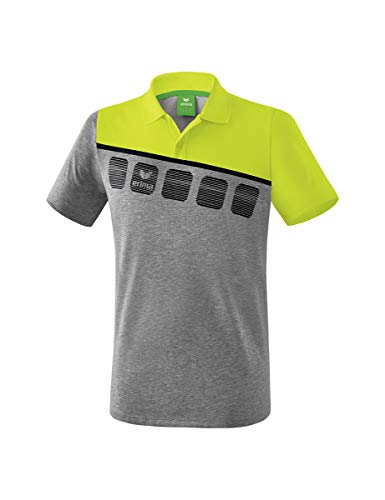 Erima Kinder 5-C Poloshirt, grau melange/lime pop/schwarz, 128 von Erima