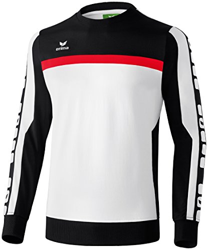 Erima Kinder Classic 5-C Sweatshirt, weiß/schwarz/rot, 140 von Erima