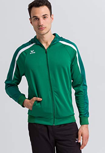 ERIMA Kinder Jacke Liga 2.0 Trainingsjacke mit Kapuze, smaragd/evergreen/weiß, 140, 1071843 von Erima