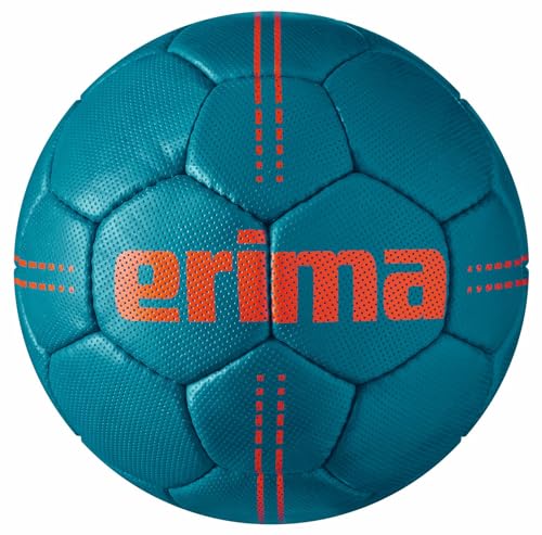 Erima Erwachsene Pure Grip Heavy Handball, Petrol/Fiery Coral, 2 von Erima