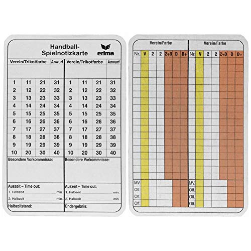 Erima Zubehör Spielnotizkarten Handball, diverse, One Size, 724502 Erima Zubehör Spielnotizkarten Handball, diverse, One Size, 724502 von Erima