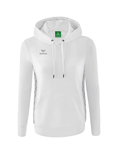 Erima Damen Essential Team Basic Kapuzensweat, weiß/monument grey, 38 EU von Erima