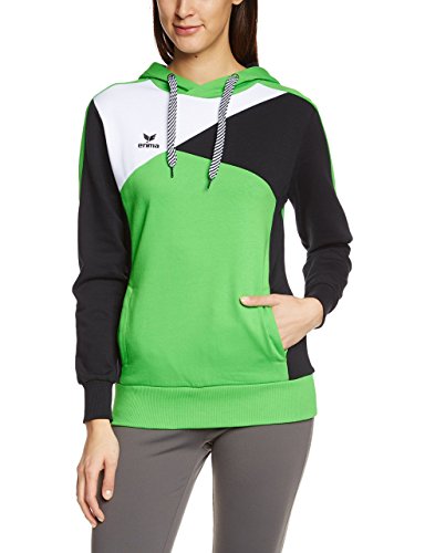 erima Damen Top Langarm Premium One Hoodie Tops, Green/Schwarz/Weiß, 42 von Erima