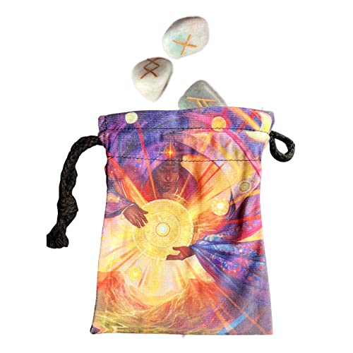 EsEico 10 Tarot-Aufbewahrungstaschen, Hand-Geschenktaschen, Samttasche für Tarotkarten mit Kordelzug, Motiv Sonnengott, 13 x 18 cm, Stofftasche für Tarotkarten von EsEico