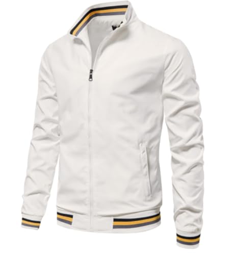 EsUkar Klassische Harrington Bomberjacke Für Herren Vintage Scooter Mantel Sommer Leichte Army Bomberjacke Mit Durchgehendem Reißverschluss Windjacke S 3XL Weiß S EsUkar Klassische Harrington Bomberjacke Für Herren Vintage Scooter Mantel Sommer Leichte Army Bomberjacke Mit Durchgehendem Reißverschluss Windjacke S 3XL Weiß S von EsUkar